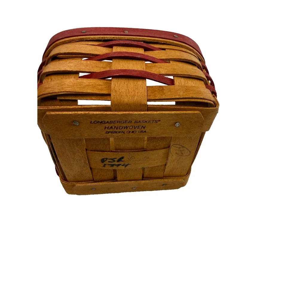 1994 Vintage Longaberger Small Sweetheart Basket‎ w/Protector & Red Stripe Liner